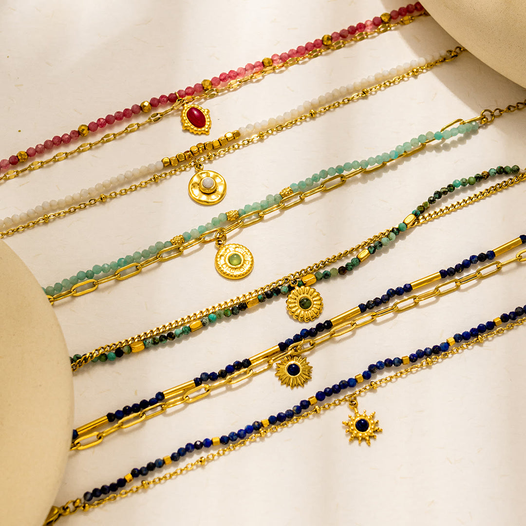 Olivenorma Vintage Natural Stone Alloy Beads Bracelet - image 16