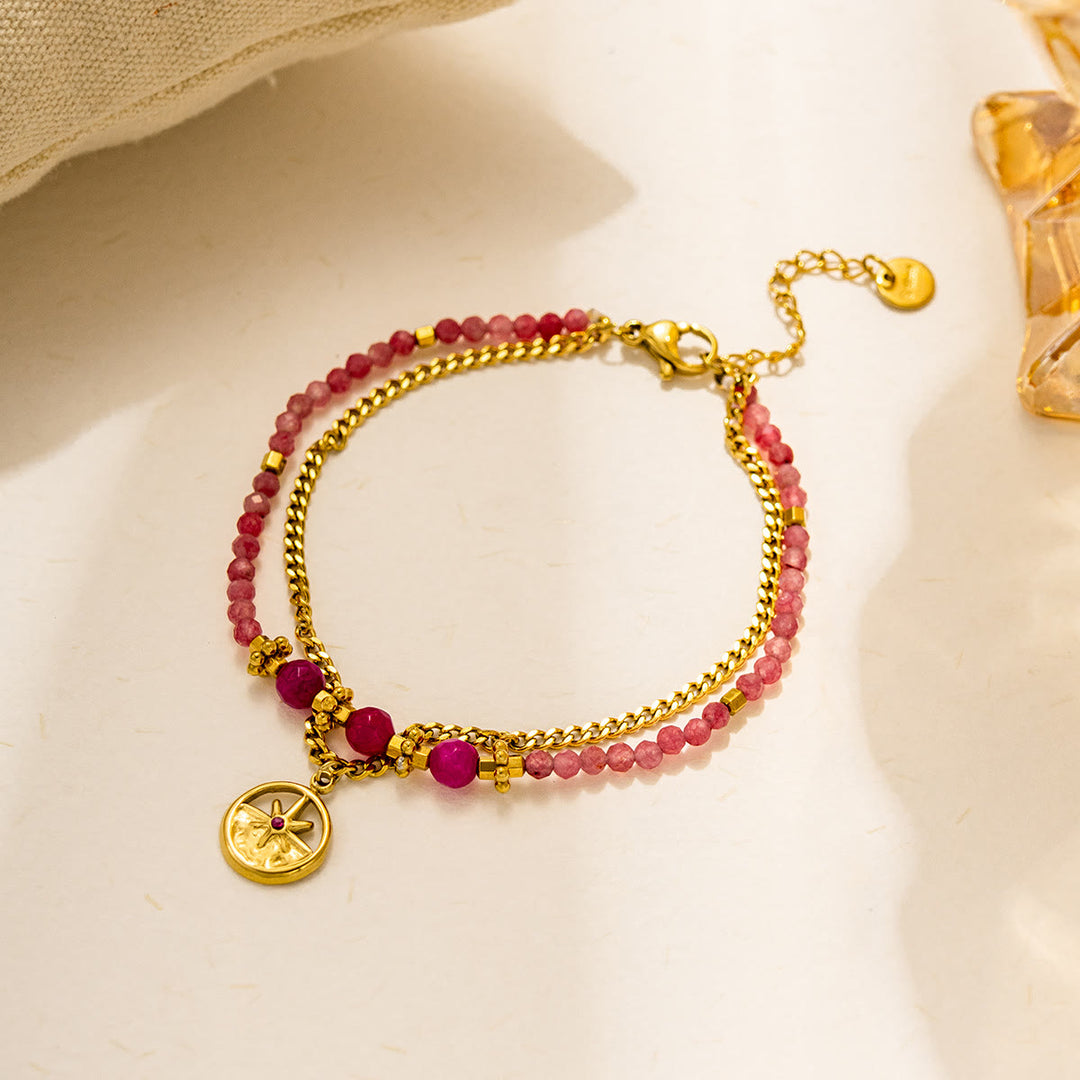 Olivenorma Vintage Natural Stone Alloy Beads Bracelet - image 0