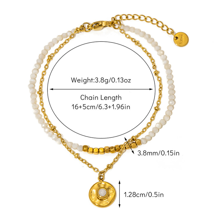 Olivenorma Vintage Natural Stone Alloy Beads Bracelet - White Jade - image 12
