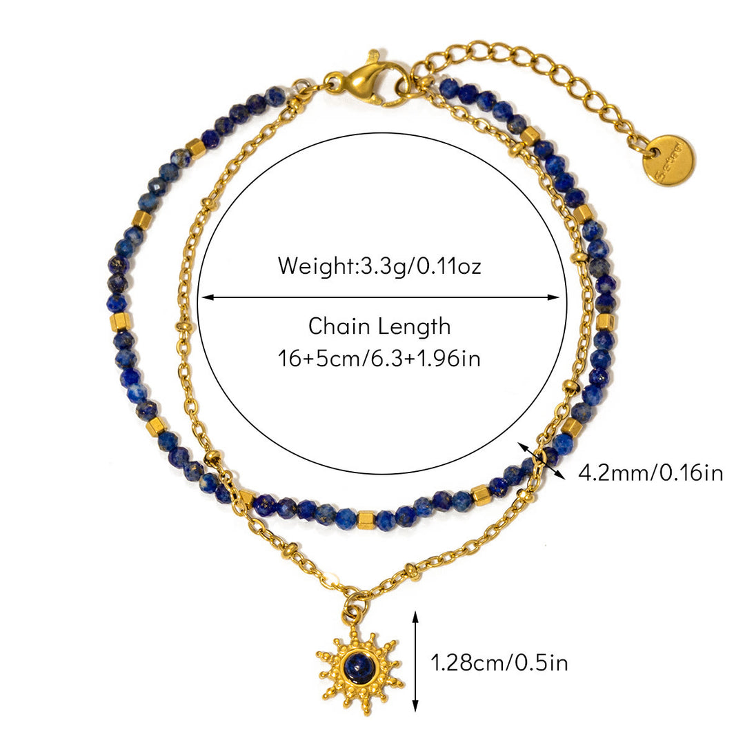 Olivenorma Vintage Natural Stone Alloy Beads Bracelet - Lapis Lazuli#2 - image 10