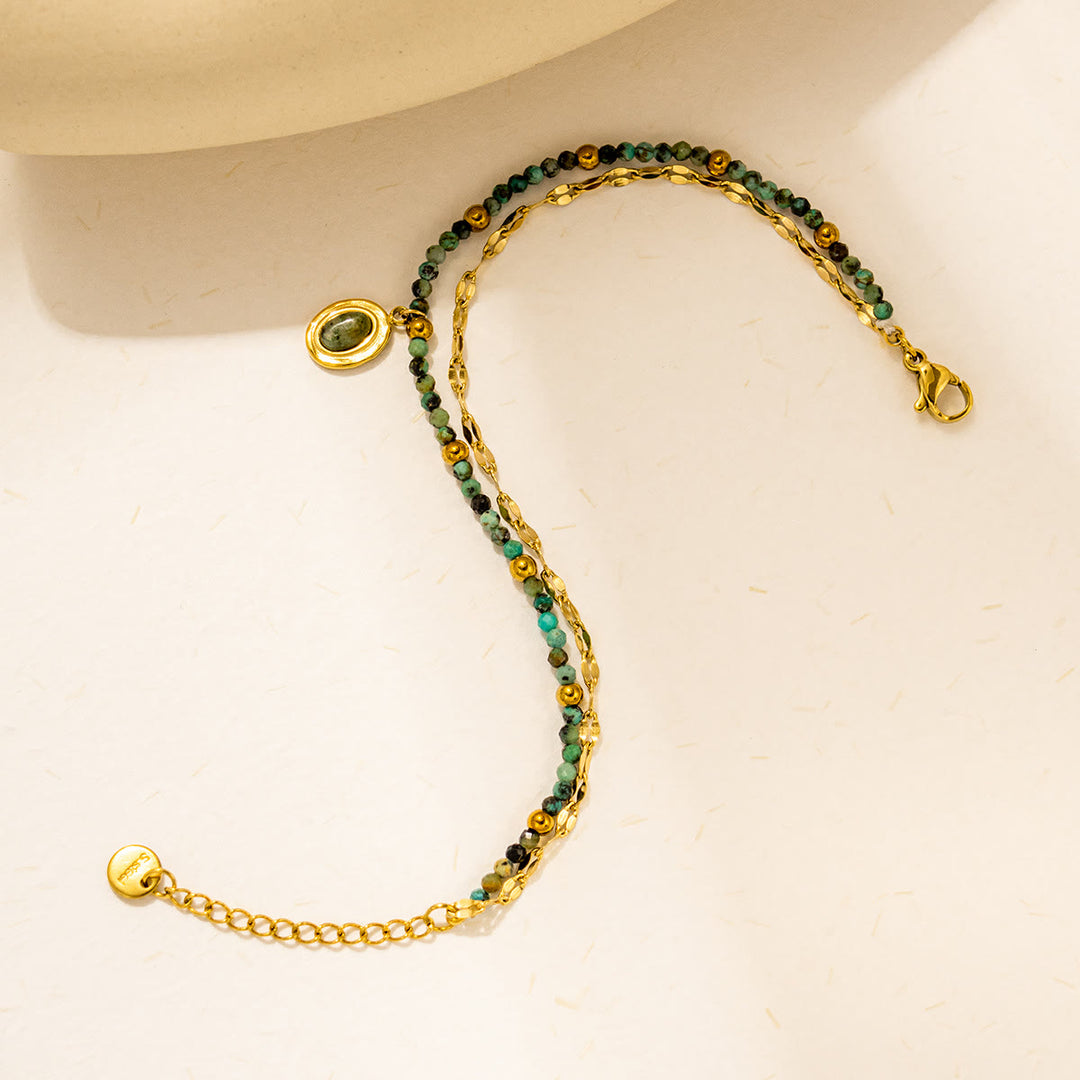 Olivenorma Vintage Natural Stone Alloy Beads Bracelet - image 14
