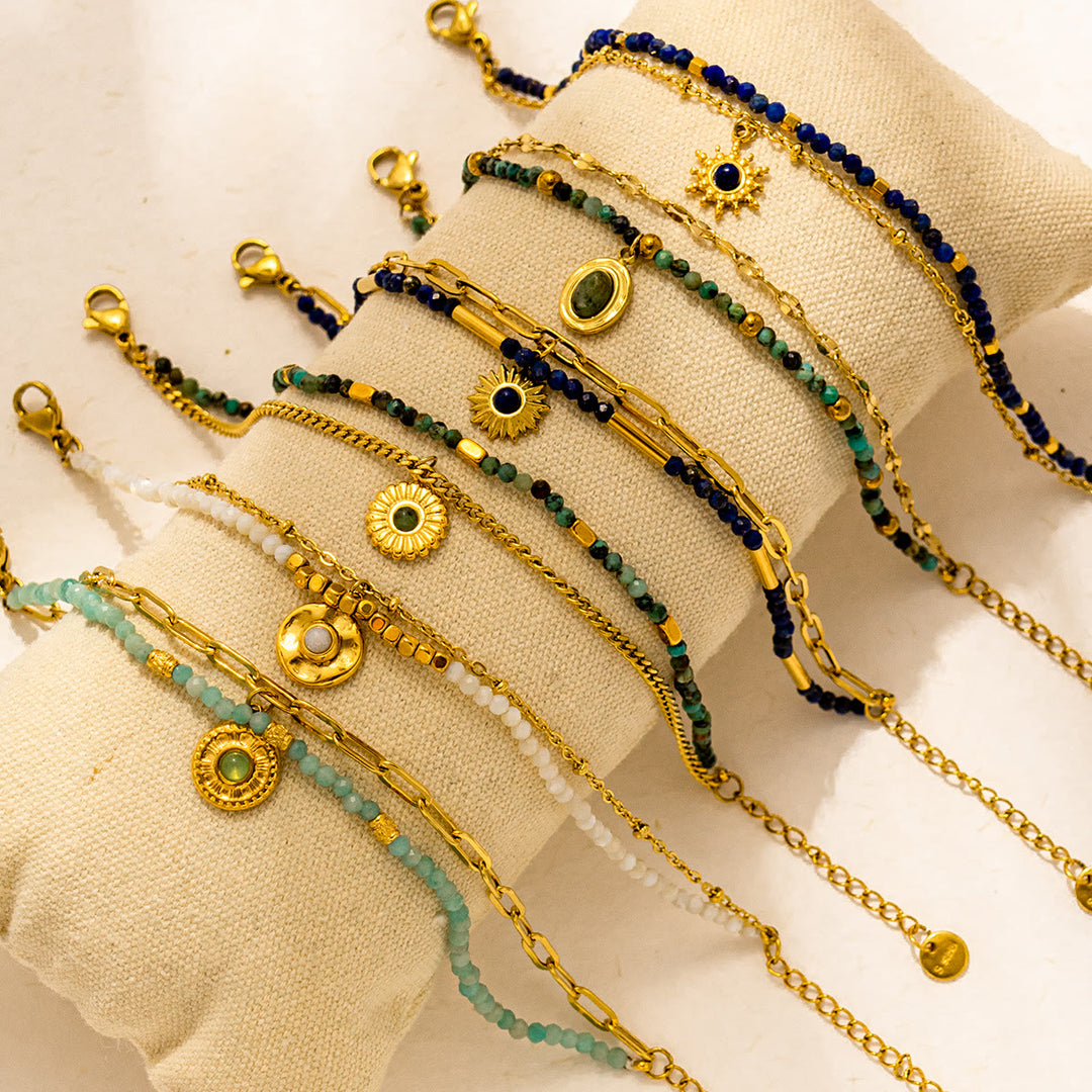 Olivenorma Vintage Natural Stone Alloy Beads Bracelet - image 18