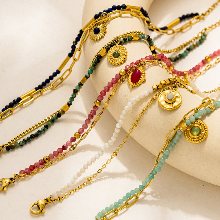 Olivenorma Vintage Natural Stone Alloy Beads Bracelet - image 17