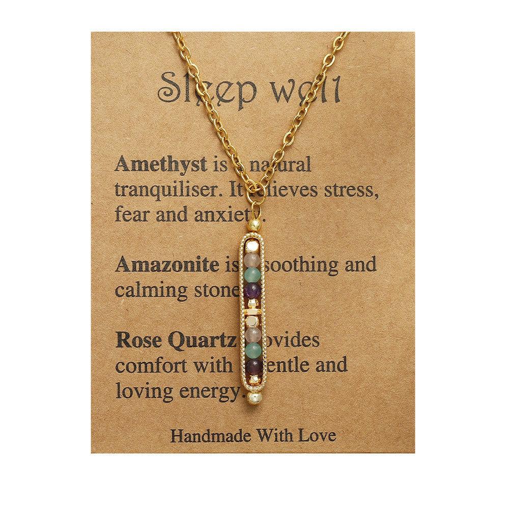 Olivenorma Functional Healing Natural Stone Pea Pendant Necklace - Sleep We - image 2