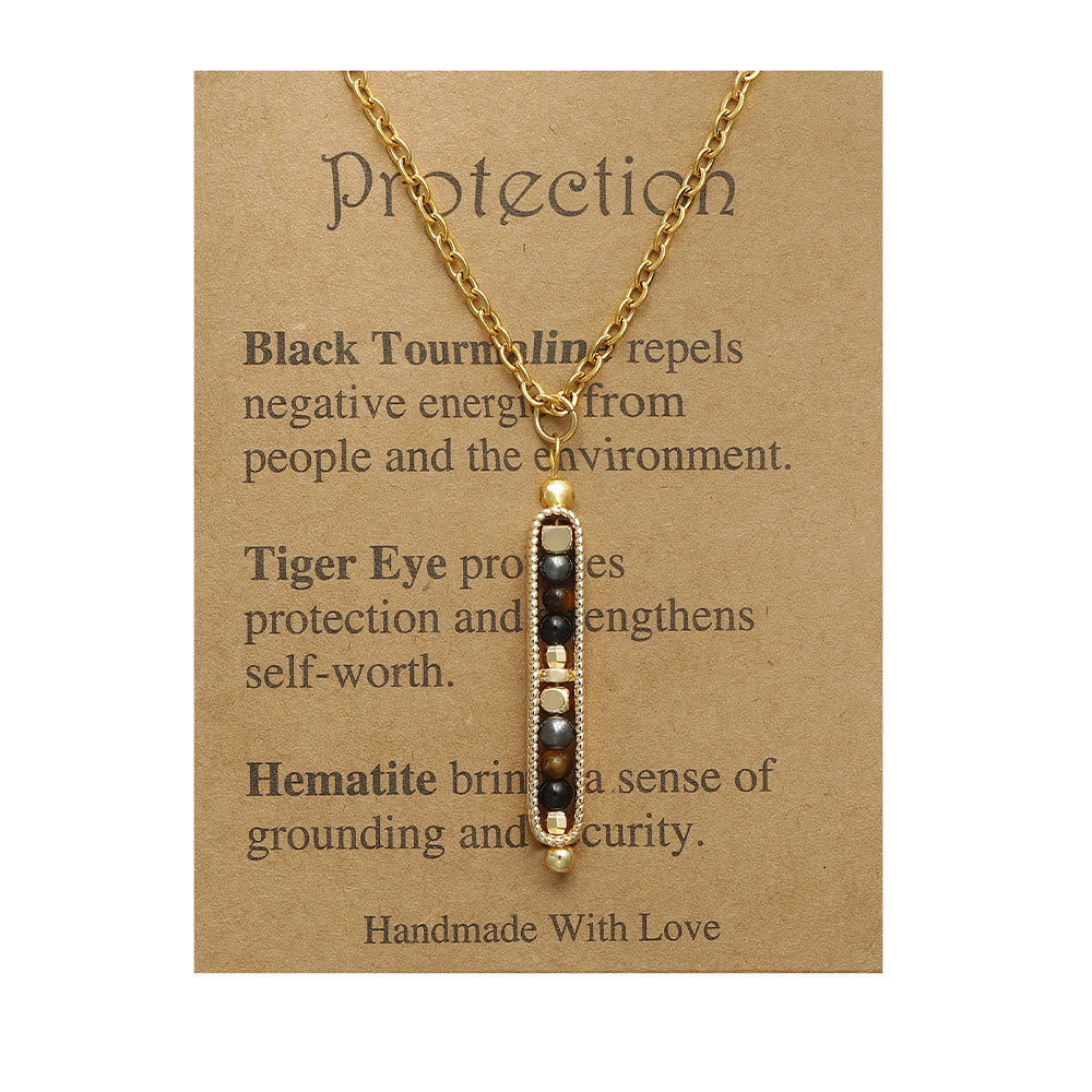 Olivenorma Functional Healing Natural Stone Pea Pendant Necklace - Protection - image 3