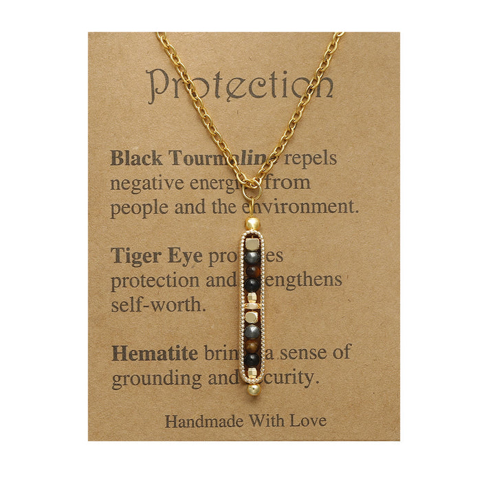 Olivenorma Functional Healing Natural Stone Pea Pendant Necklace - Protection - image 3
