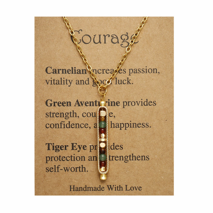 Olivenorma Functional Healing Natural Stone Pea Pendant Necklace - Courage - image 0