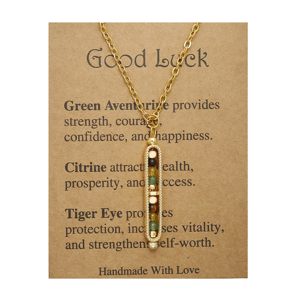 Olivenorma Functional Healing Natural Stone Pea Pendant Necklace - Good Luck - image 5