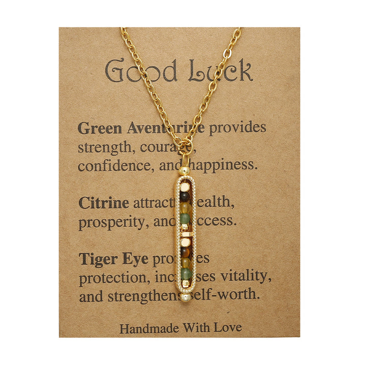 Olivenorma Functional Healing Natural Stone Pea Pendant Necklace - Good Luck - image 5