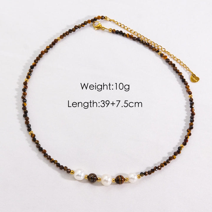 Olivenorma Obsidian Tiger Eye White Chalcedony Beaded Necklace - image 1