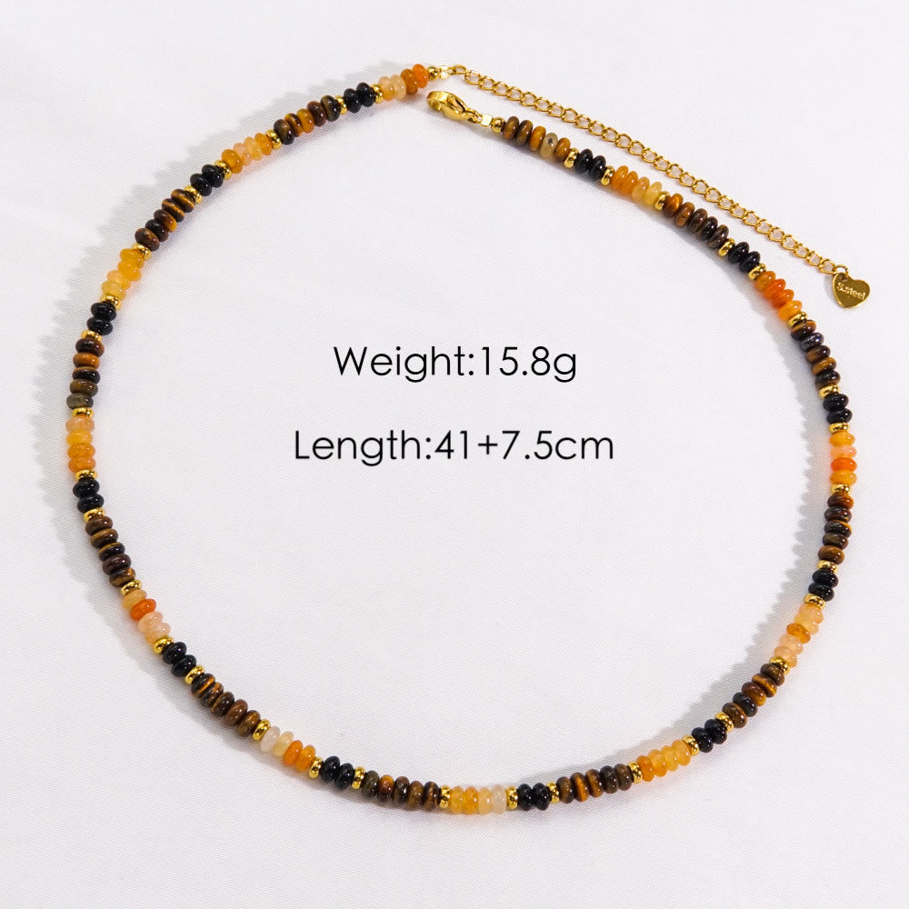 Olivenorma Obsidian Tiger Eye White Chalcedony Beaded Necklace - image 7
