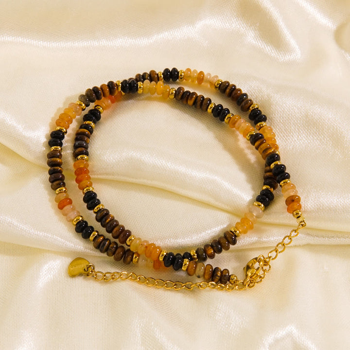 Olivenorma Obsidian Tiger Eye White Chalcedony Beaded Necklace - Tiger Eye & Red Agate - image 6