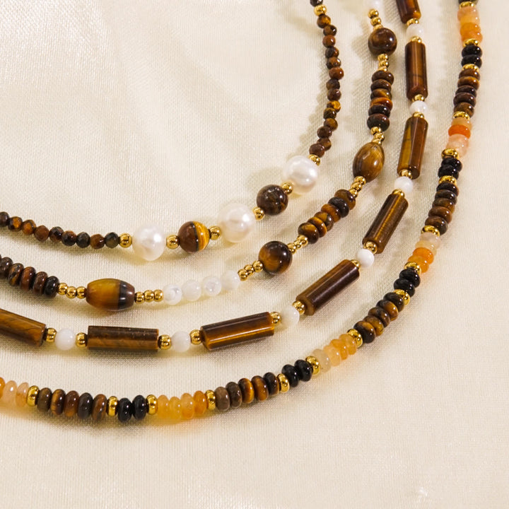 Olivenorma Obsidian Tiger Eye White Chalcedony Beaded Necklace - image 9