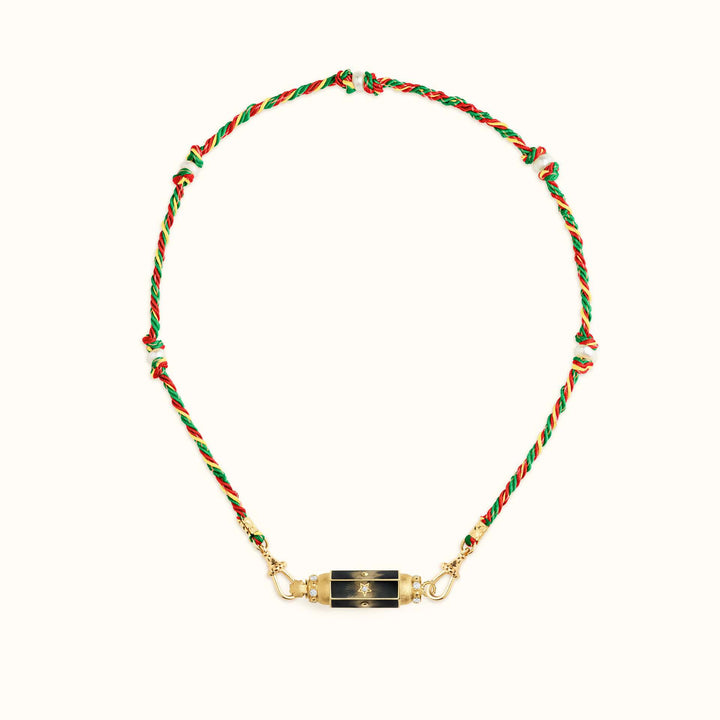 Olivenorma Braided Rope Colorful Tarot Kaleidoscope Pendant Necklace - Black Stars - image 1