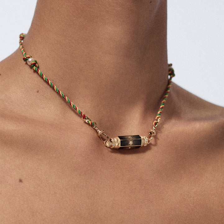 Olivenorma Braided Rope Colorful Tarot Kaleidoscope Pendant Necklace - image 0