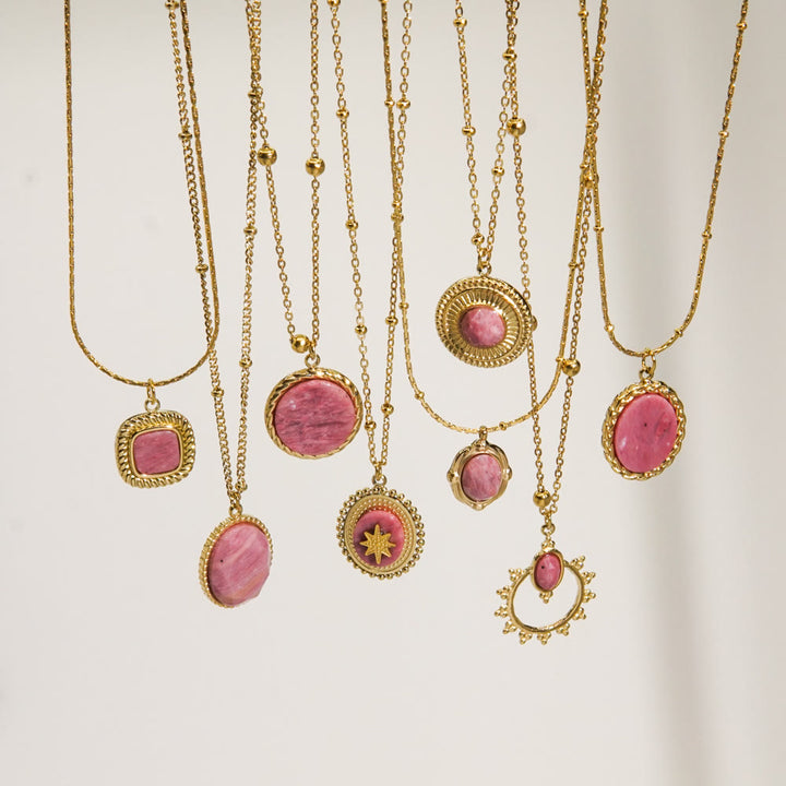 Olivenorma Natural Rhodonite Pendant Necklace - image 0