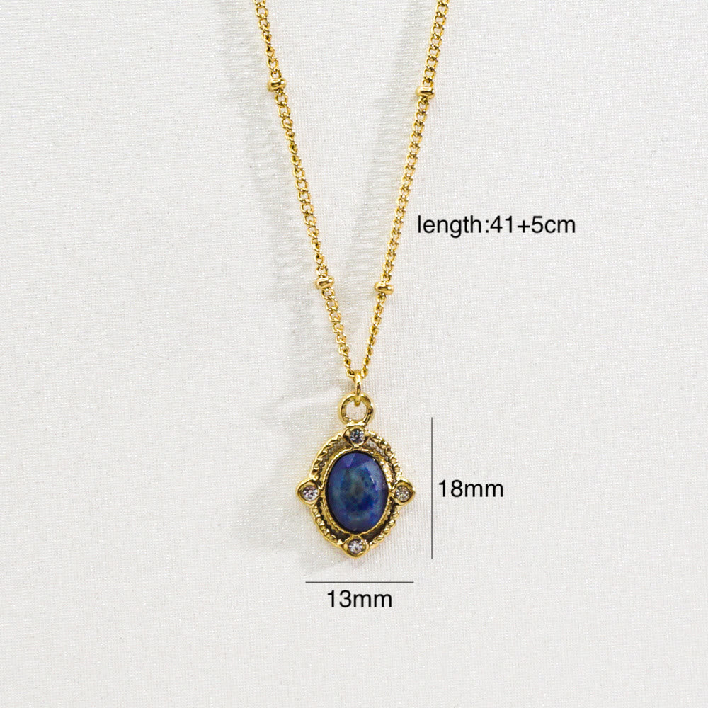 Olivenorma Natural Stone Eight-pointed Star Pendant Necklace - Lapis Lazuli - image 1