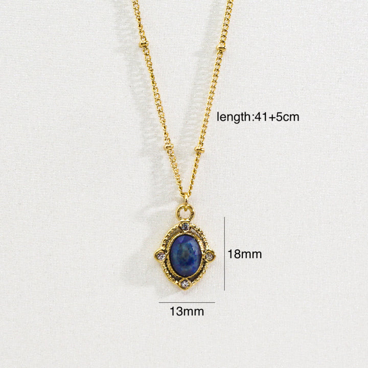 Olivenorma Natural Stone Eight-pointed Star Pendant Necklace - Lapis Lazuli - image 1