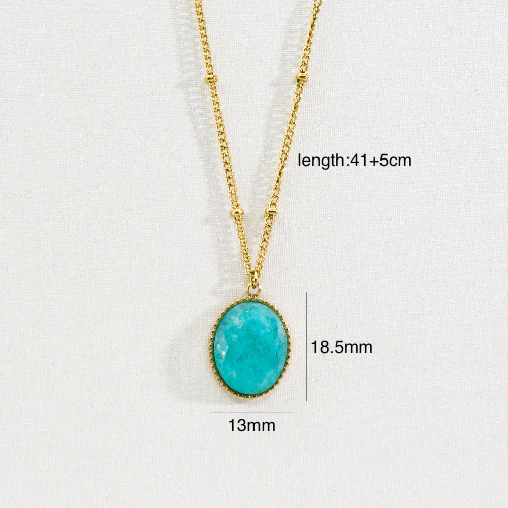 Olivenorma Natural Stone Eight-pointed Star Pendant Necklace - Amazonite - image 11