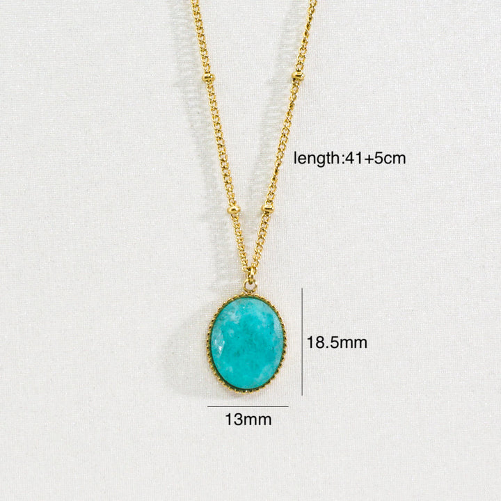 Olivenorma Natural Stone Eight-pointed Star Pendant Necklace - Amazonite - image 11