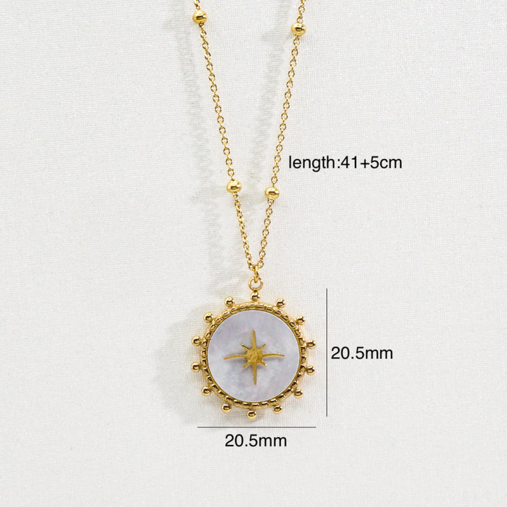 Olivenorma Natural Stone Eight-pointed Star Pendant Necklace - Nacre - image 7