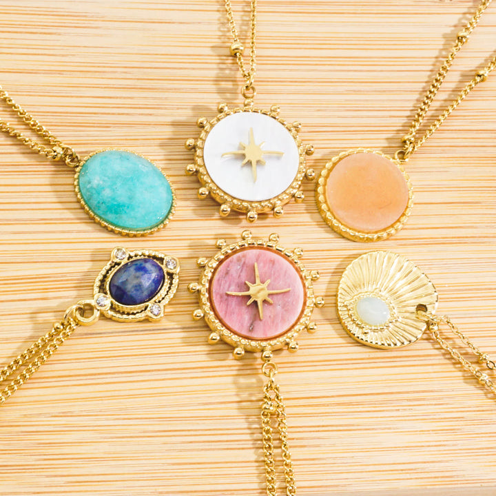 Olivenorma Natural Stone Eight-pointed Star Pendant Necklace - image 17