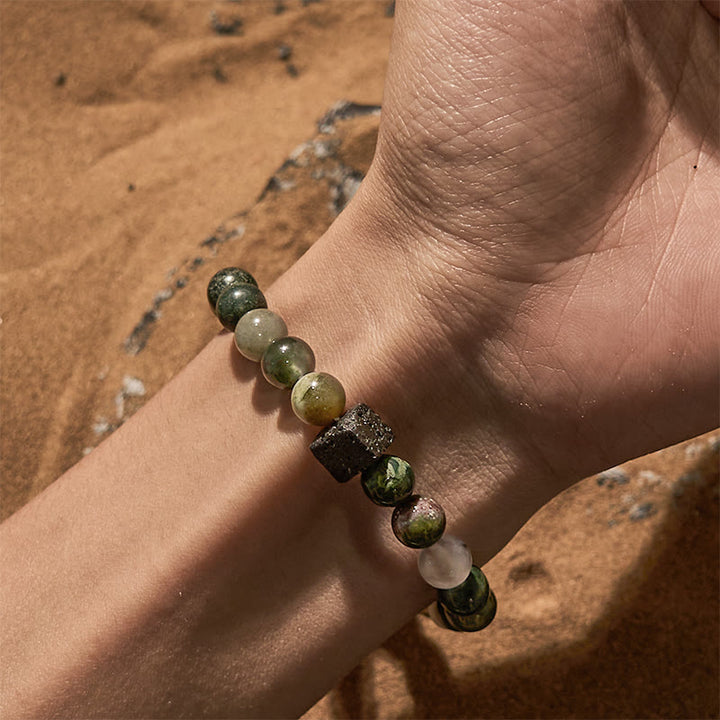 Olivenorma India Agate Lava Stone Beaded Bracelet - image 1