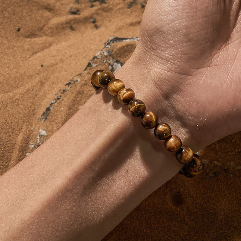 Olivenorma Cube Cut Lava Stone Tiger Eye Beaded Bracelet - image 1