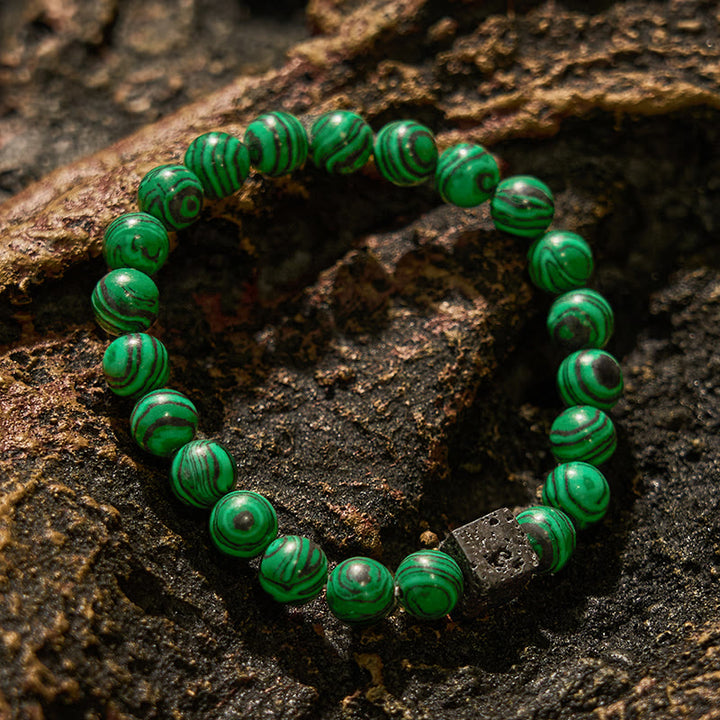 Olivenorma Lava Stone Malachite Beaded Bracelet - image 2