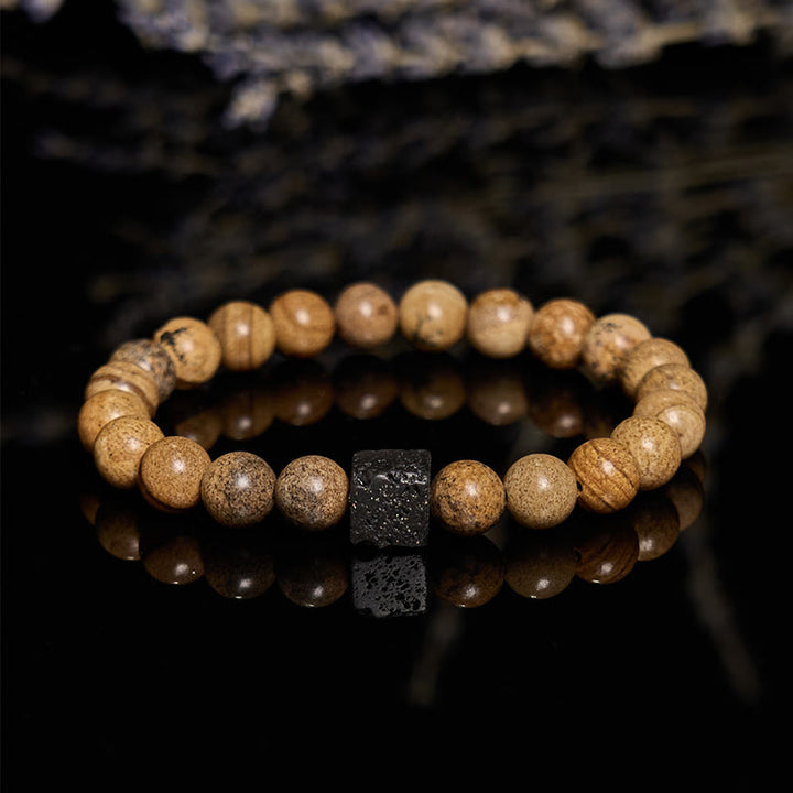 Olivenorma Natural Lava Stone Picture Jasper Beaded Bracelet - image 4