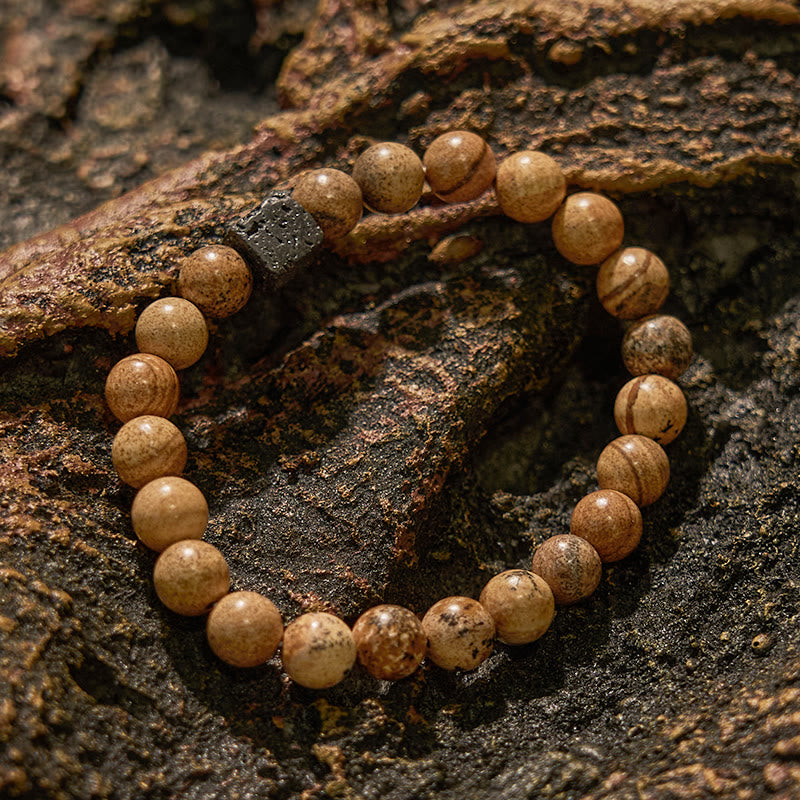 Olivenorma Natural Lava Stone Picture Jasper Beaded Bracelet - image 2