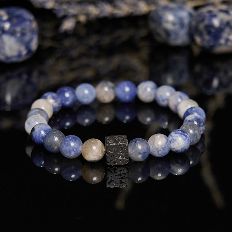 Olivenorma Natural Lava Stone Blue Sodalite Beaded Bracelet - image 4