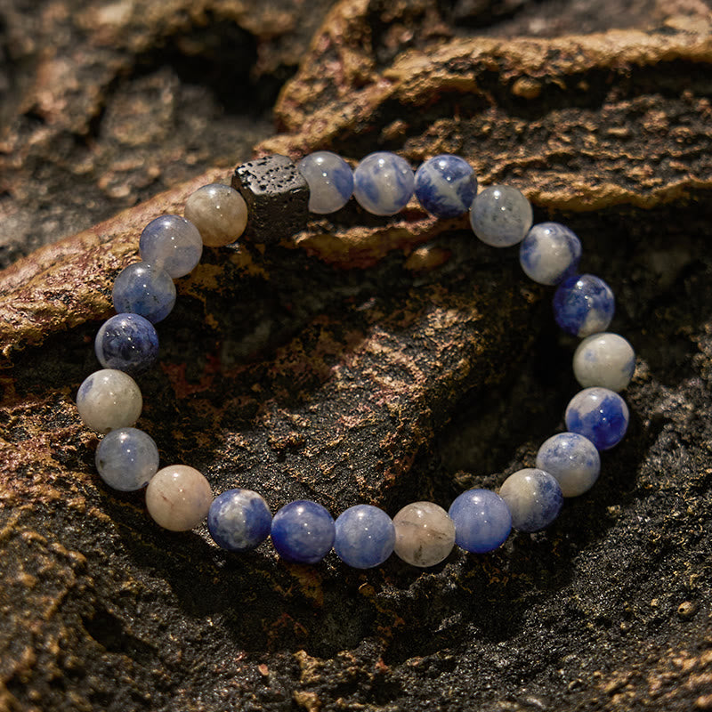 Olivenorma Natural Lava Stone Blue Sodalite Beaded Bracelet - image 2