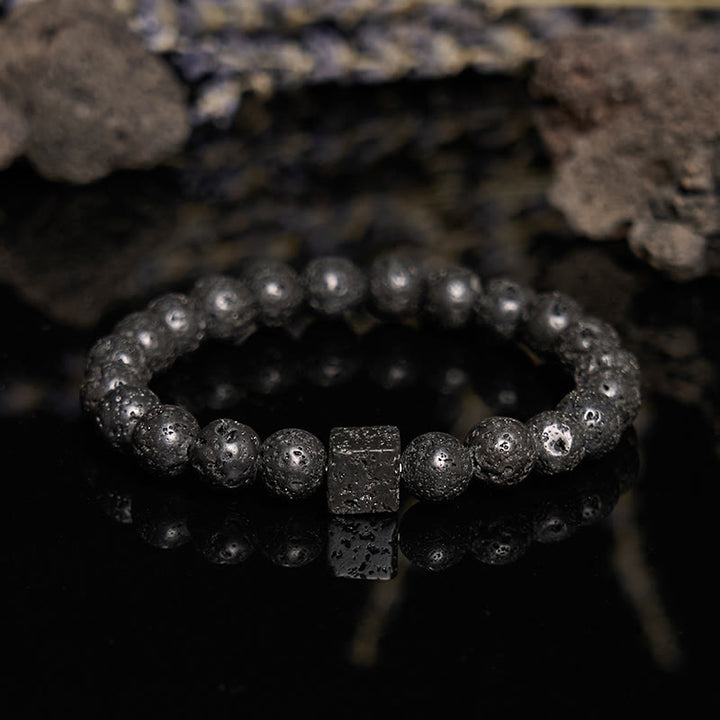 Olivenorma 8mm Natural Lava Stone Beaded Bracelet - image 4