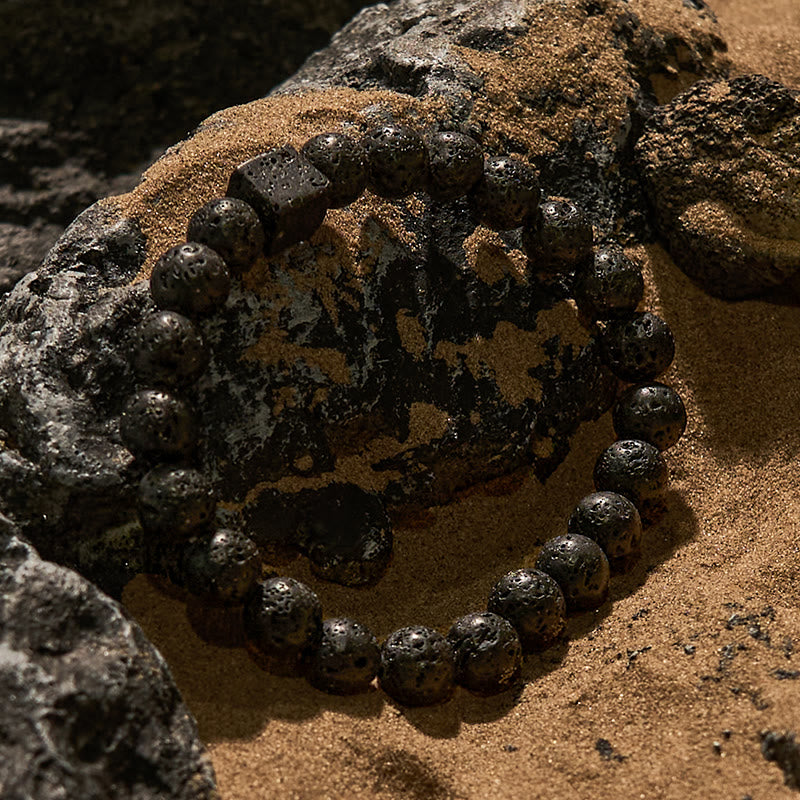Olivenorma 8mm Natural Lava Stone Beaded Bracelet - image 2