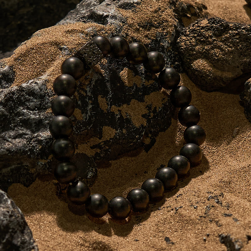 Olivenorma 8mm Lava Stone Black Onyx Beaded Bracelet - image 2