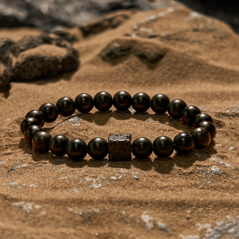 Olivenorma 8mm Lava Stone Black Onyx Beaded Bracelet - Lava Stone & Black Onyx - image 0