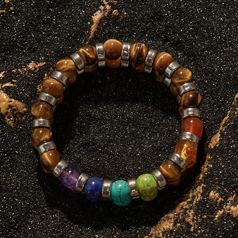 Olivenorma Natural Tiger Eye Chakra Beaded Bracelet - image 4