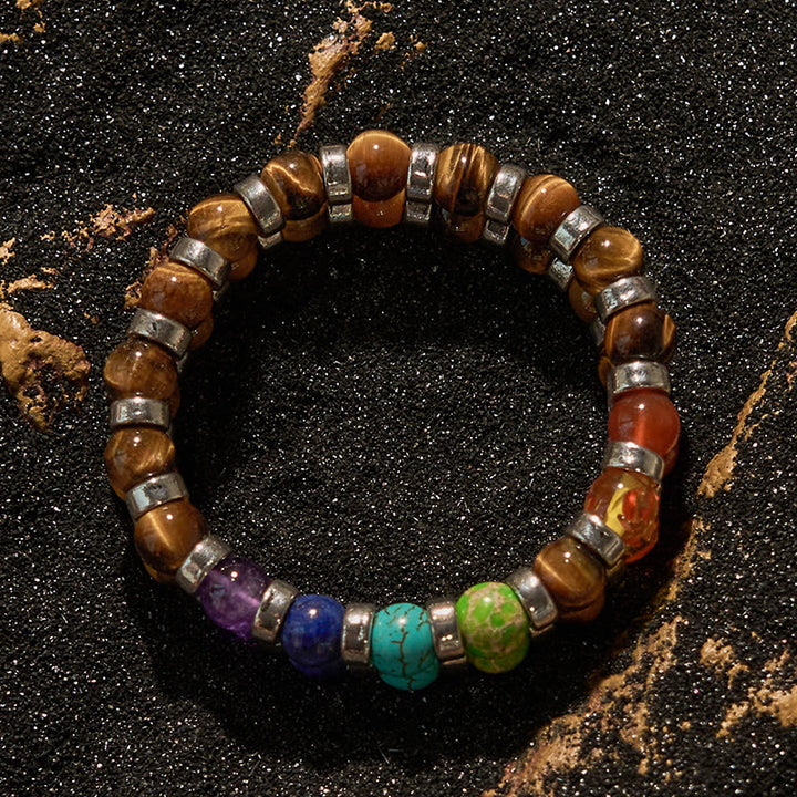 Olivenorma Natural Tiger Eye Chakra Beaded Bracelet - image 4