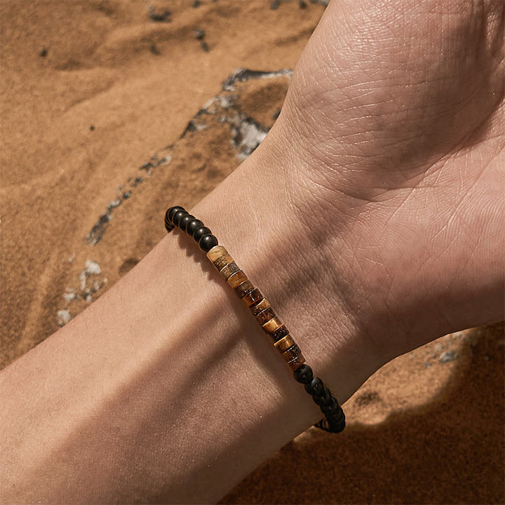 Olivenorma Roller Bead Tiger Eye Obsidian Beaded Bracelet - image 1