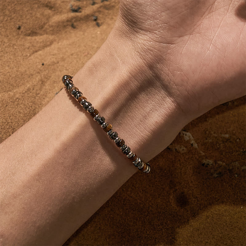 Olivenorma Roller Bead Tiger Eye Hematite Beaded Bracelet - image 1