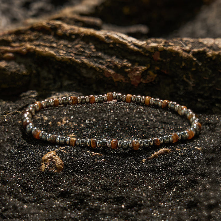 Olivenorma Roller Bead Tiger Eye Hematite Beaded Bracelet - image 2