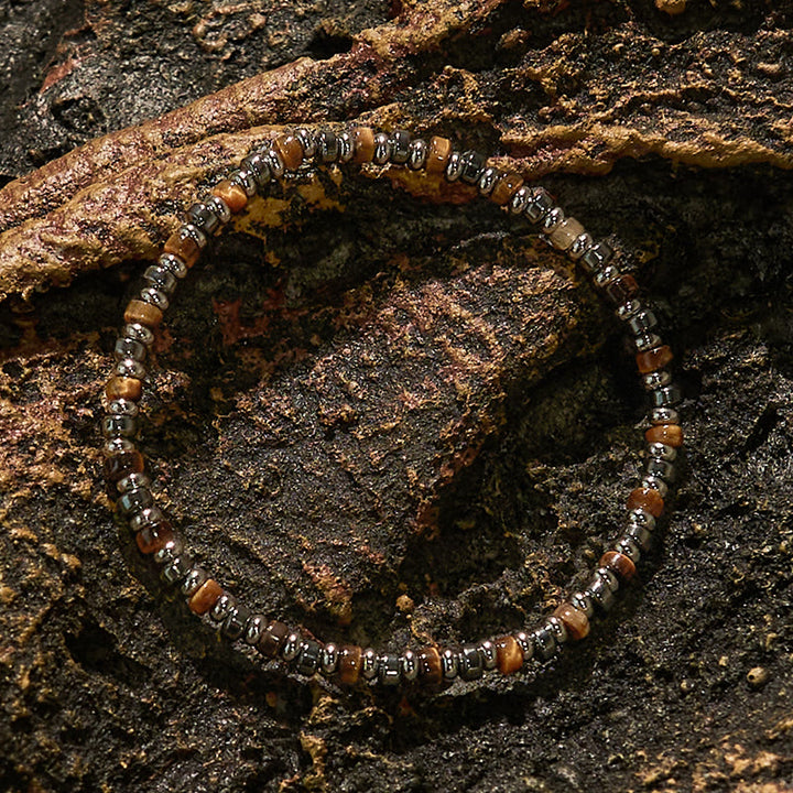 Olivenorma Roller Bead Tiger Eye Hematite Beaded Bracelet - image 3