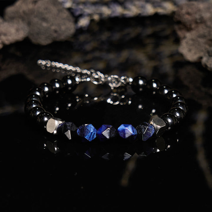 Olivenorma Faceted Blue Tiger Eye Obsidian Beaded Bracelet - image 4