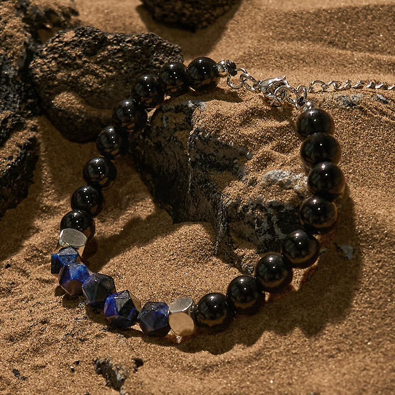 Olivenorma Faceted Blue Tiger Eye Obsidian Beaded Bracelet - image 2