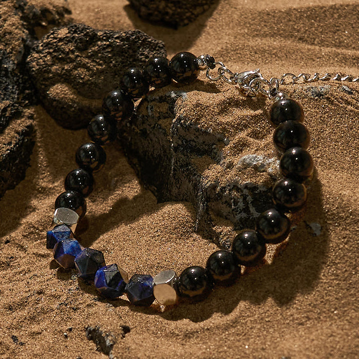 Olivenorma Faceted Blue Tiger Eye Obsidian Beaded Bracelet - image 2