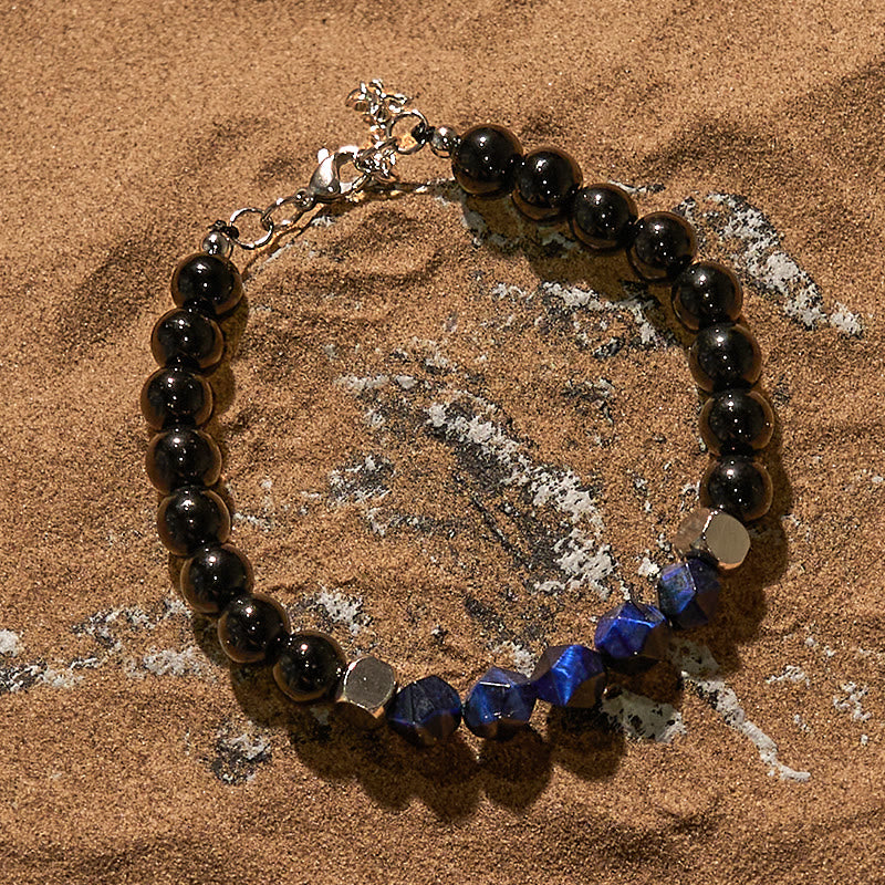 Olivenorma Faceted Blue Tiger Eye Obsidian Beaded Bracelet - image 3