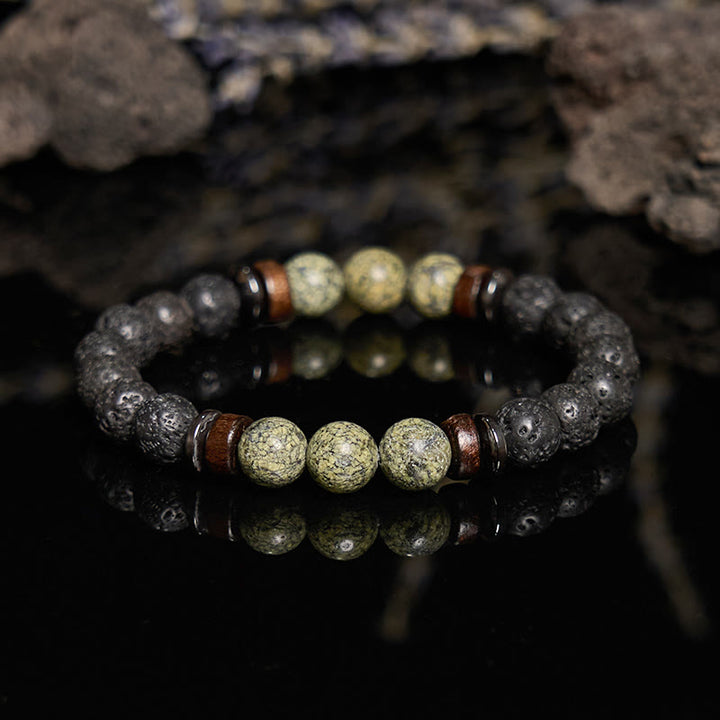 Olivenorma Natural Serpentine Lava Stone Beaded Bracelet - image 4