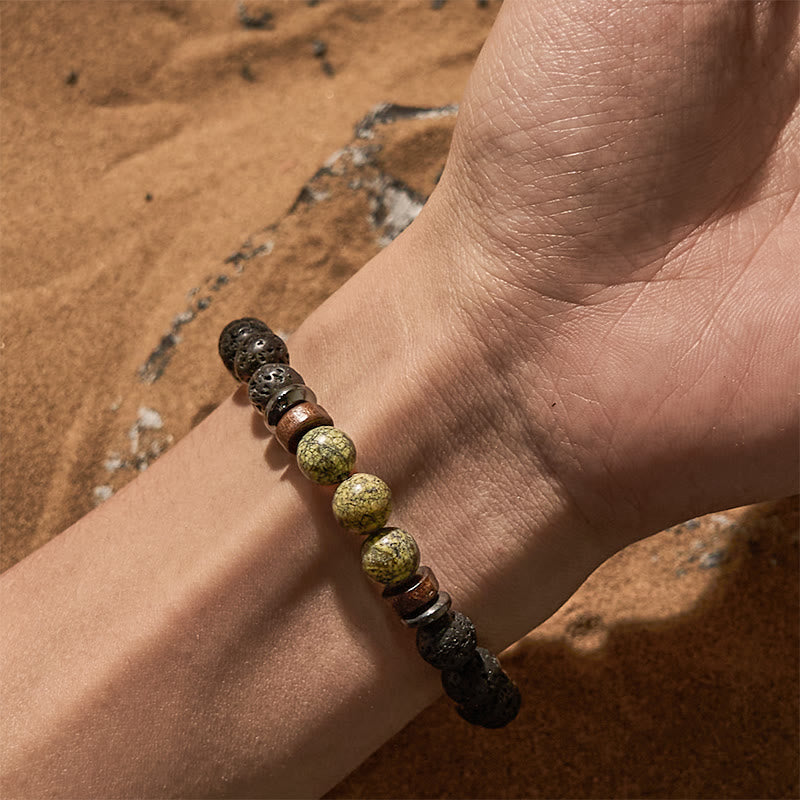 Olivenorma Natural Serpentine Lava Stone Beaded Bracelet - image 1
