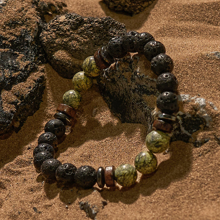 Olivenorma Natural Serpentine Lava Stone Beaded Bracelet - image 3